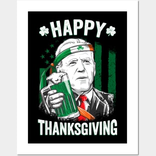 Funny Confused Joe Biden Happy Thanksgiving For St Patricks Day Posters and Art